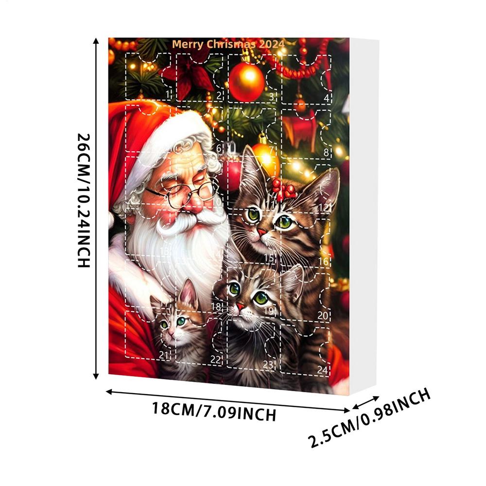 2D Acrylic Cat Advent Calendar - 24 Days Christmas Countdown Calendar with Kitten Toys, Fun Holiday Surprise Gift for Children