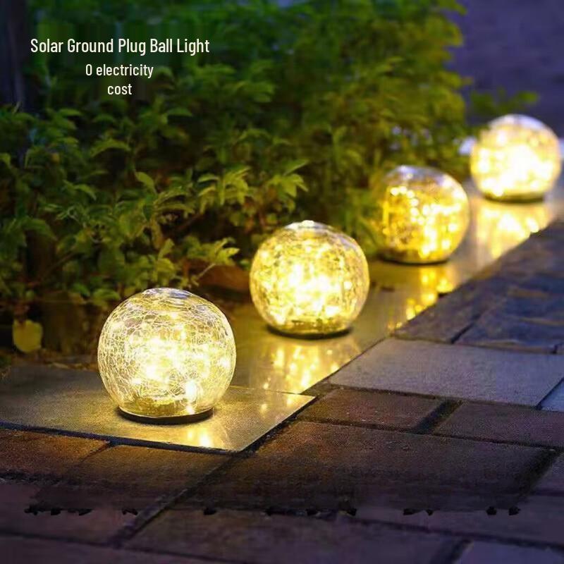 Luce per Prato Sfera di Vetro Solare Crepato