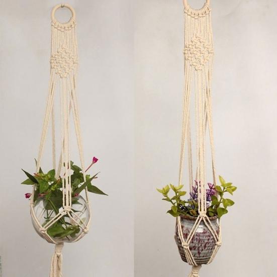 Handgewebte Hanfseilpflanzen Blumentopf Hängekorbhalter Netz Gartendeko