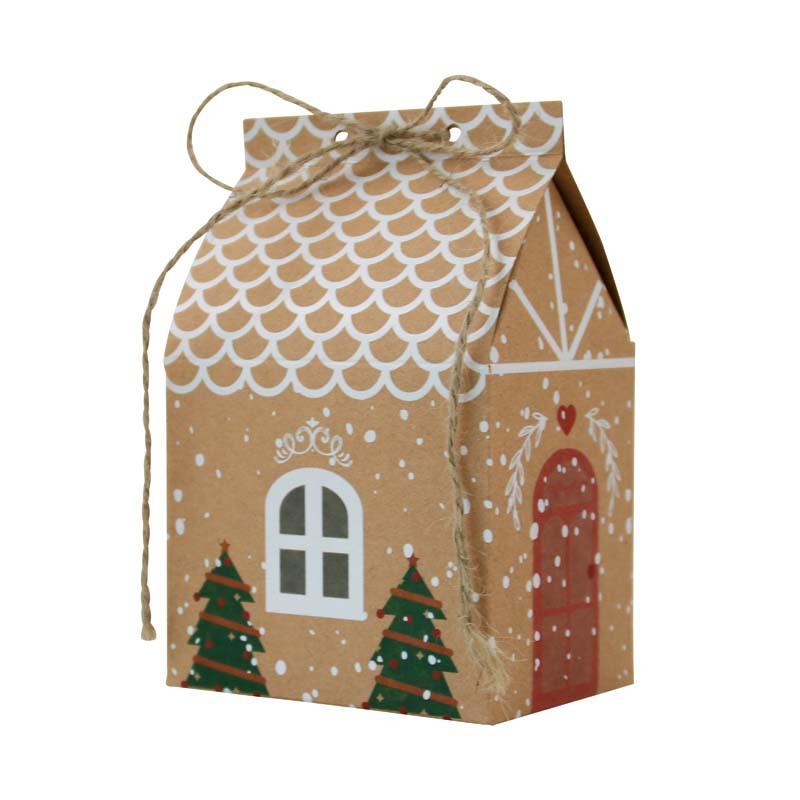 Christmas Little House Candy Box Kraft Paper Cookie Box Pastry Box Gift Packaging Box