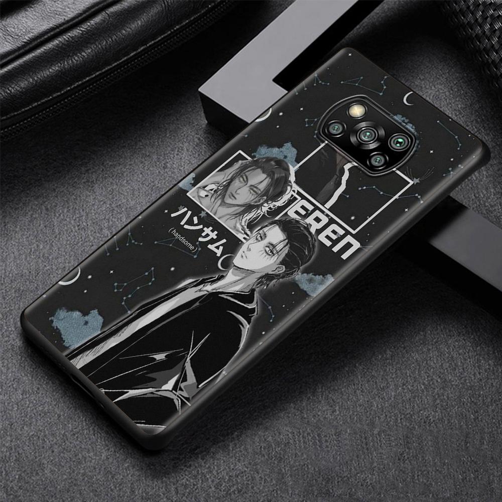 Attack On Titan Cartoon Case for Xiaomi Poco X3 NFC M3 M4 Pocophone F1 F3 Redmi Note 9s 9 8 10 Pro Black Soft Phone Cover Coque