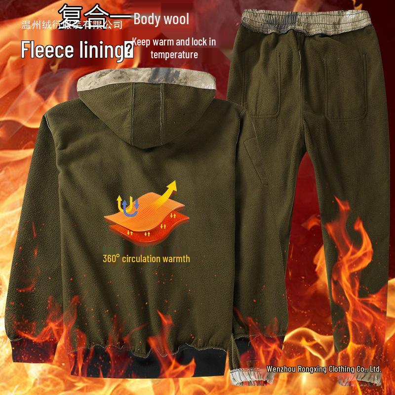 Men's Waterproof Camouflage Workwear: Thick, Plus Velvet for Autumn/Winter - Protective Jacket and Overalls.