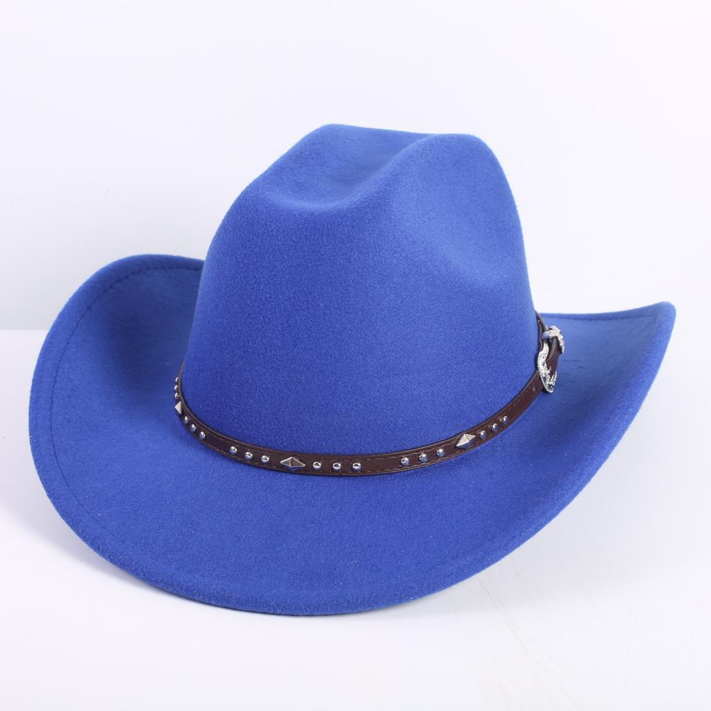 Popular European and American fashion OL style one-word cowboy hat men's and women's high-end top hat jazz hat felt hat