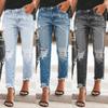 Damen Neue Zerrissene Nicht-Stretch Retro Mode Denim Hose