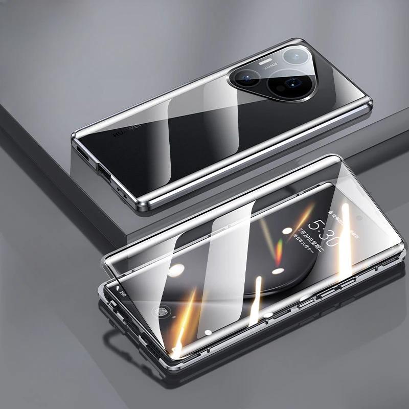 

Магнитный чехол-антишпион 360° для Huawei Pura 80/ 70 / Pro/ Pro+/ Ultra с защитной крышкой для объектива камеры из закаленного стекла, бамперы для телефона Huawei Pura 70 Pro чёрный