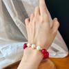 Retro Natural Pigeon Blood Red Chalcedony Agate Freshwater Pearl Bracelet Bracelet Basic Commuter Model