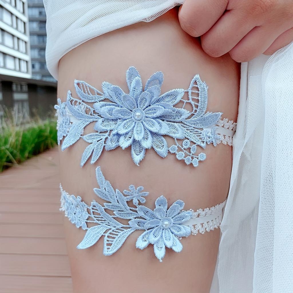 Floral Lace Bride Wedding Garter Set Sexy Elastic Leg Ring Romantic Wedding Gift for Something