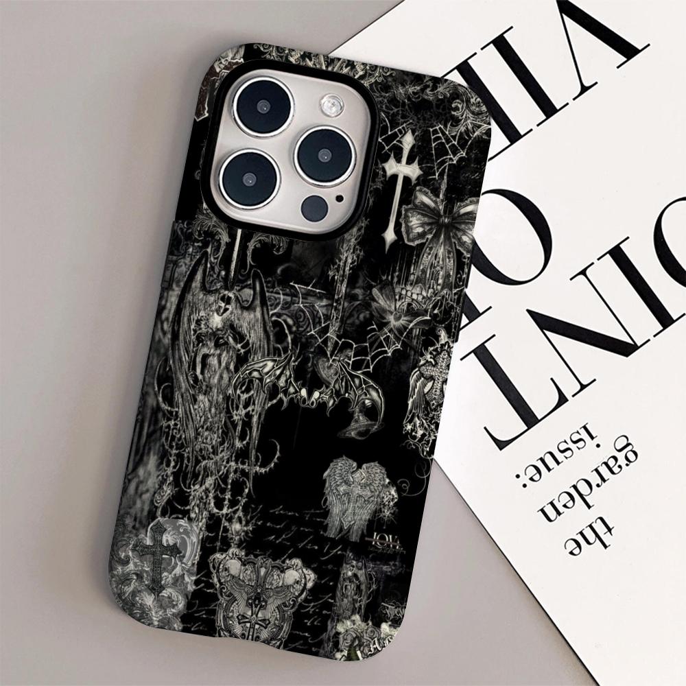 Funda de Teléfono con Diseño Gótico de Arte Oscuro Carcasa de Película Para iPhone 16e 16 15 14 13 12 11 Pro Max Plus XS