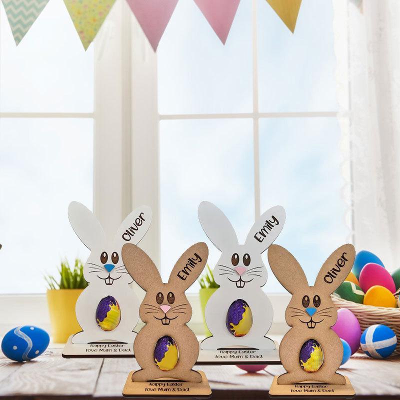 Wooden Egg Stand Bunny Egg Rack Wooden Easter Bunny Egg Holder For Kinder Eggs Personalized Table For Kids For Chocolate