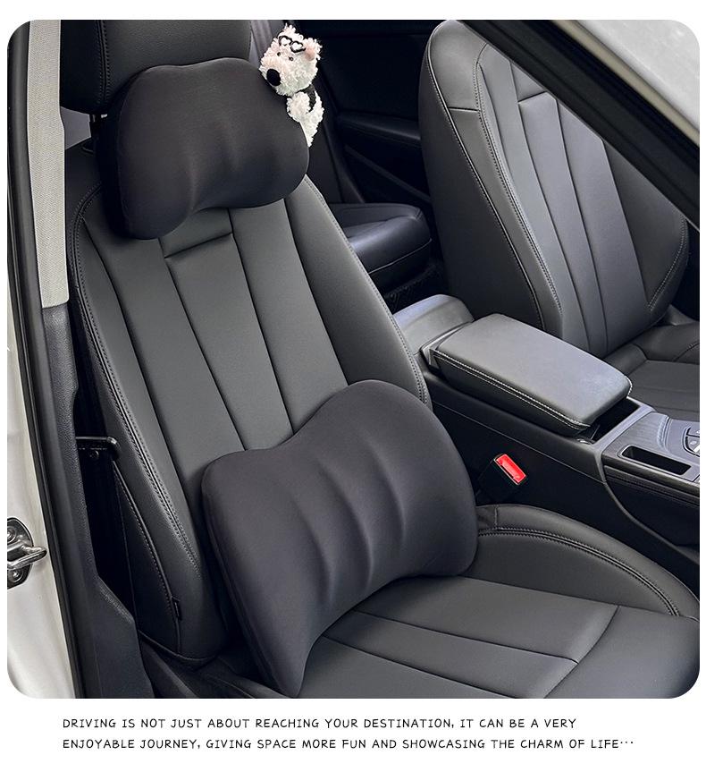 Ice Silk Memory Foam Car Headrest & Lumbar Support Pillow - Universal, Breathable, All-Season Comfort