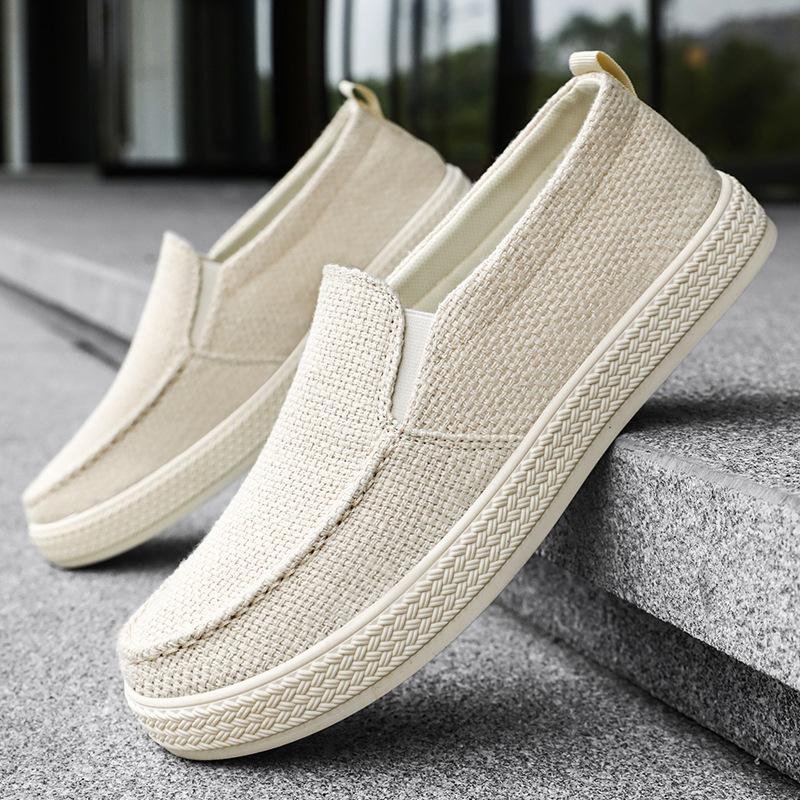 Men's Shoes Old Beijing Cloth Shoes Summer New One-pedal Lazy Shoes Breathable Non-smelly Feet Men's Cloth Shoes Soft-soled Men's Single Shoes