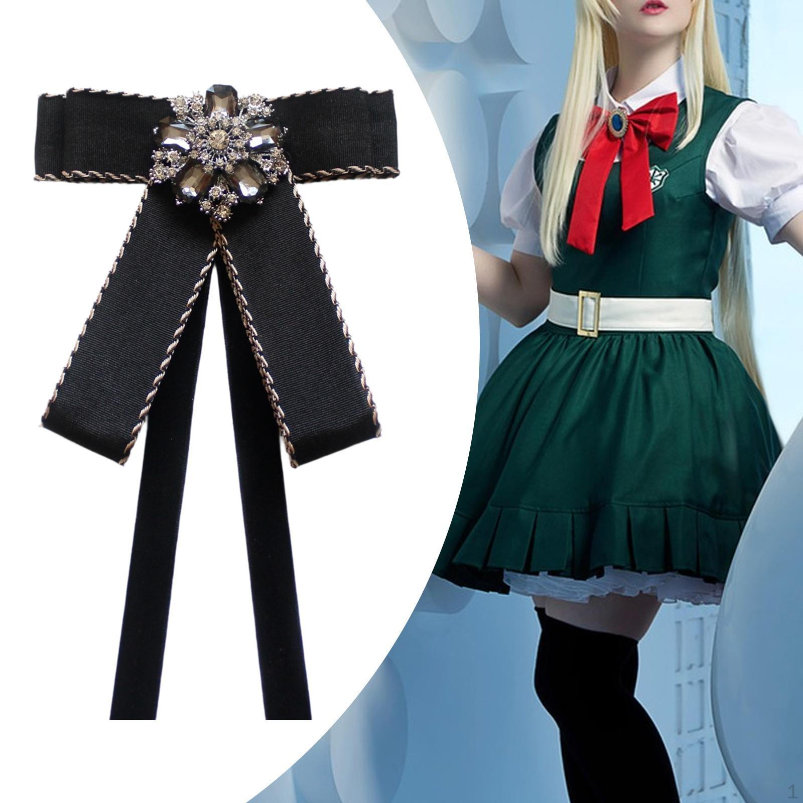 

Галстук-бабочка Лента Брошь Бантик Женские Стразы Шея Украшение для Блузки Костюма Униформы чёрный