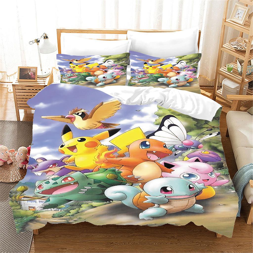 Dreiteiliges Set mit digital bedruckter Bettbezug, Kissenbezug, Bettlaken