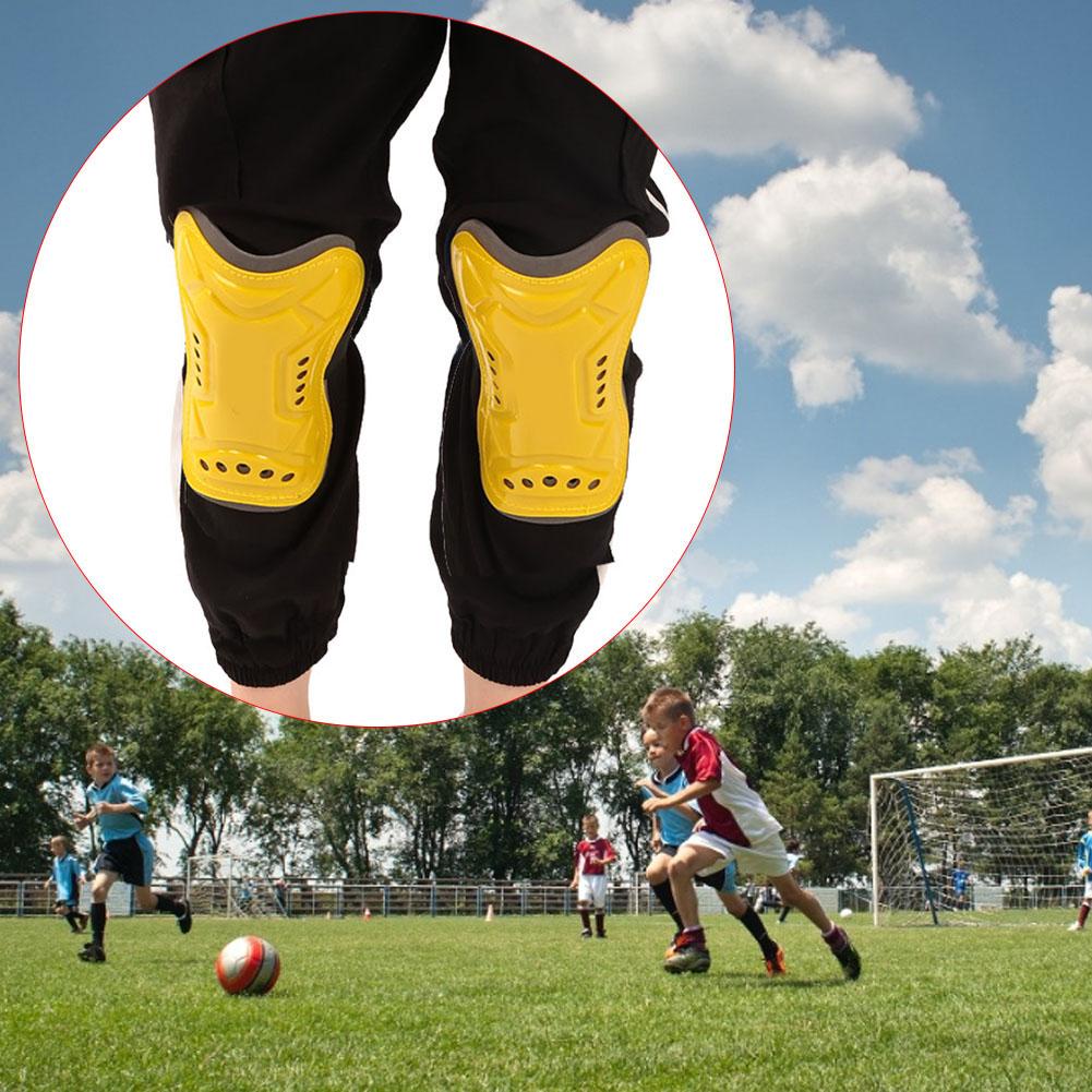 1 Pair Soccer Shin Guards Children Football Training Protection Pads with Buckle Strap(yellow)