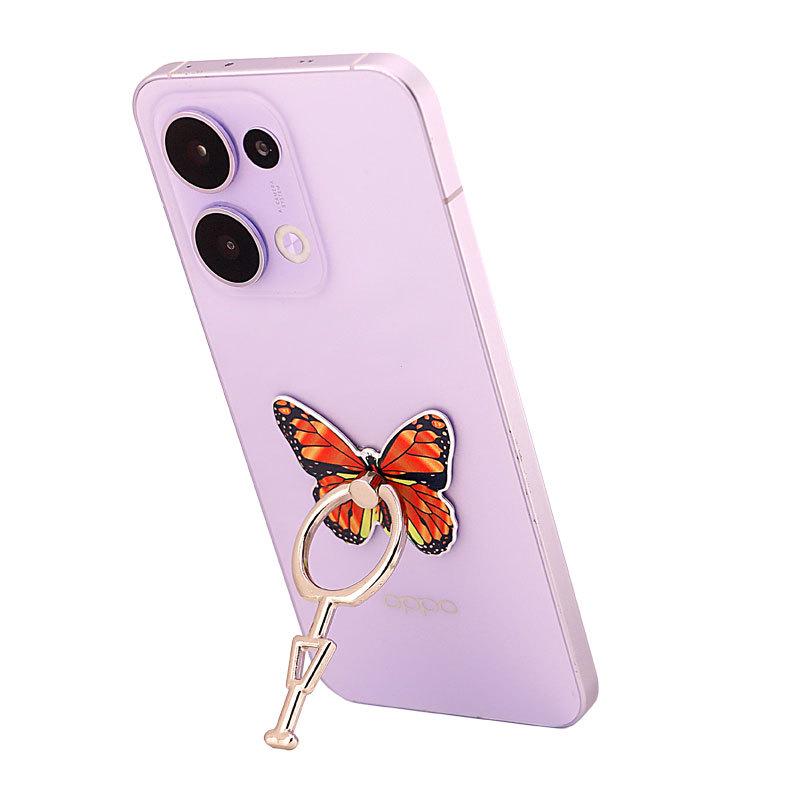 Butterfly Ring Holder: Full Metal Vertical Phone Stand, Cartoon Design for Women.