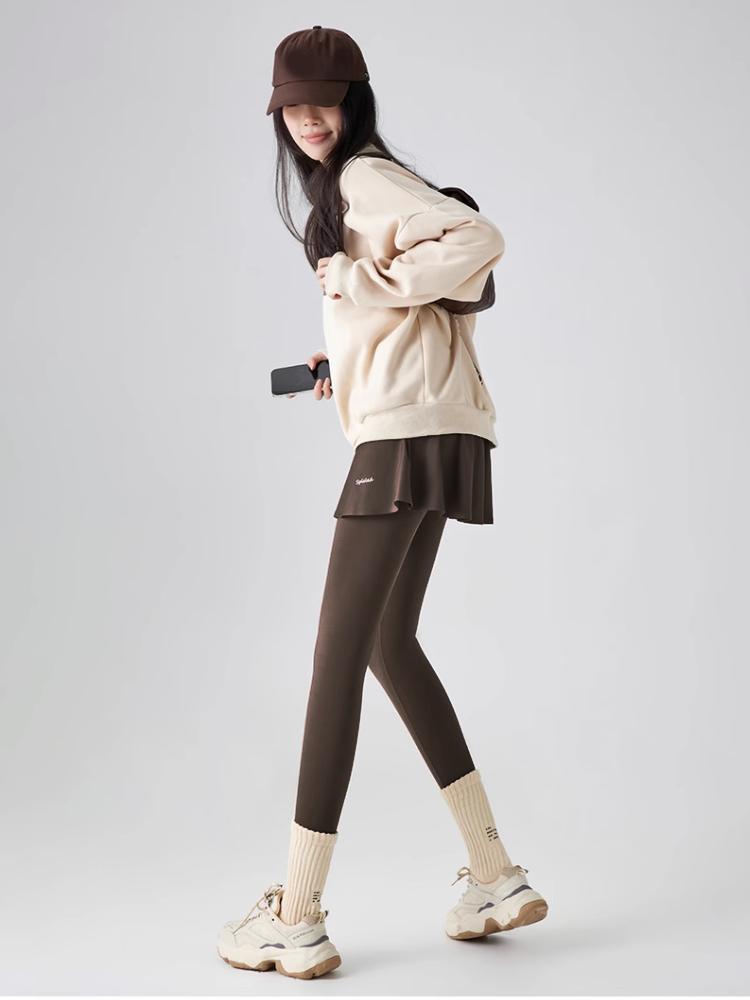 Fleece Leggings Herbst Winter A-Rock Warm Gefälschte Zweiteilige Shark Hosen Frauen Hohe Taille Sport Yoga Nahtlose Leggings