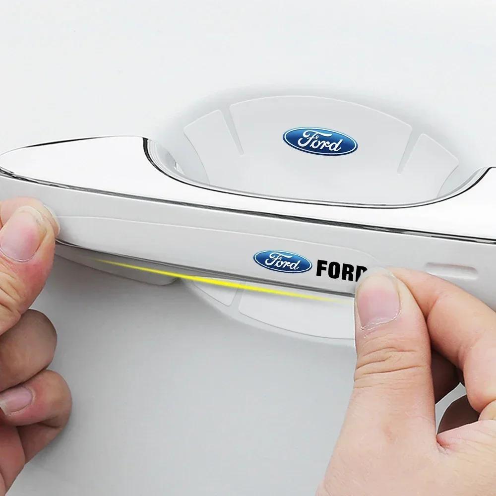New 2026 Car Sticker Ford New 2025 Hot 8Pcs Car Anti-scratch Protective Film Door Handle Bowl Logo Sticker for Ford Focus Mustan