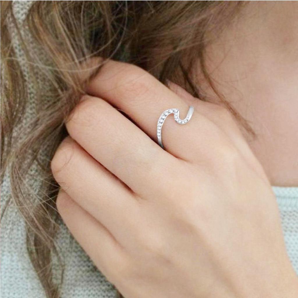 High Quality Elegant Look Micro Inlaid Wavy Zircon Stone For Women Rings Sleek Simple Style And Voguish Stylish Wave Dainty RingElegant Rings