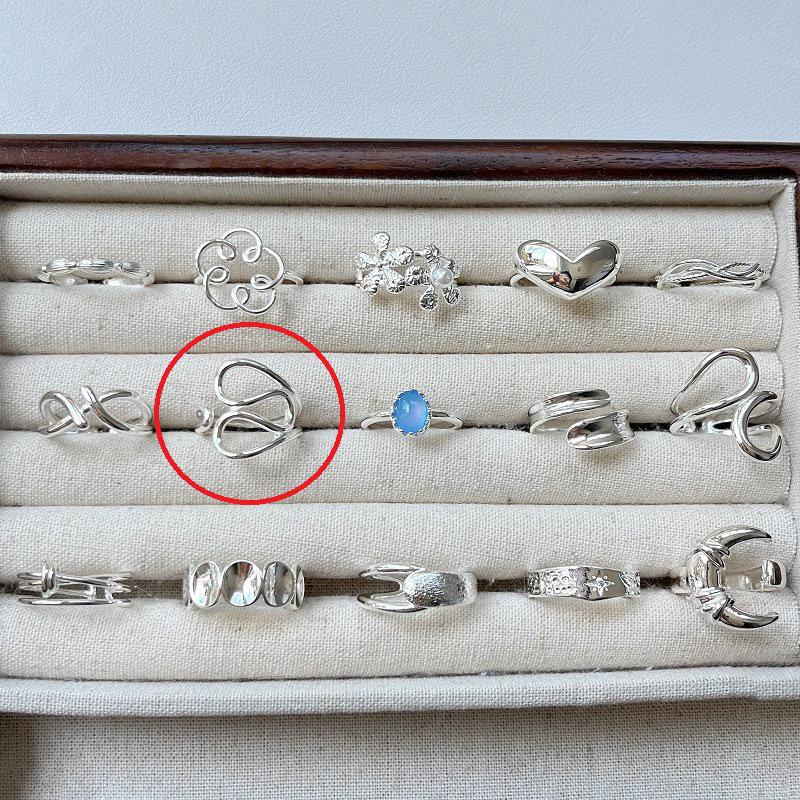 Koreanischer 925 Sterlingsilber Geometrischer Ring: Nicht verblassend, vielseitig, verstellbar, glänzendes Finish für Frauen.