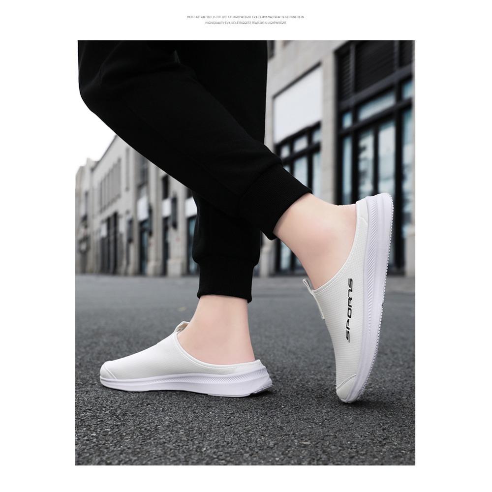 Herren Halbschuhe Große Größe, Sommer Outdoor Atmungsaktive Slip-on Bequemschuhe, Geschlossene Zehenpartie Hinten Offen Lässige Schuhe