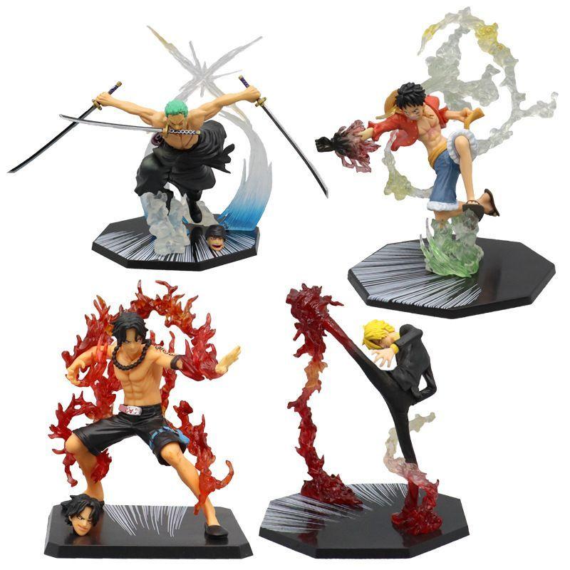 New One Piece Anime Figure Fire Fist Luffy Ace Sanji Battle Model Dolls PVC sabo Action Figurine Zoro Ghost Three-Knife Toys