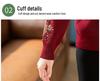 Happy Mother-in-law V-neck Red Knitwear with Handmade Sequin Embroidery - Slimming and Age-Reducing Top for Spring and Autumn