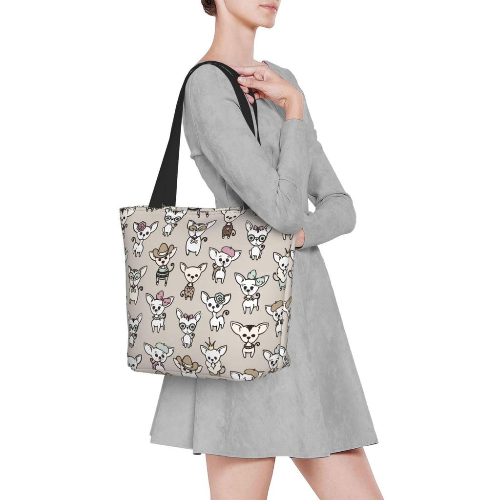 FURONGA Chihuahua Dog Tote Bag for Women, Lightweight, Large Capacity, A5 Capacity, Popular, Stylish, Durable, ShoulderHandbag, Travel, Unisex,