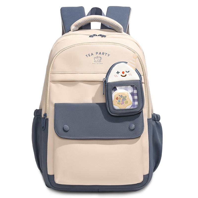 

Color Block Women s Large Capacity Backpack Junior High School Student Schoolbag Men s Travel Backpack синий