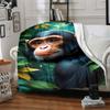 1pc Chimpanzee, Jungle Blanket Lightweight Flannel Blanket Throw Blanket For Sofa, Bed, Travel, Camping, Livingroom, Office yy251015147