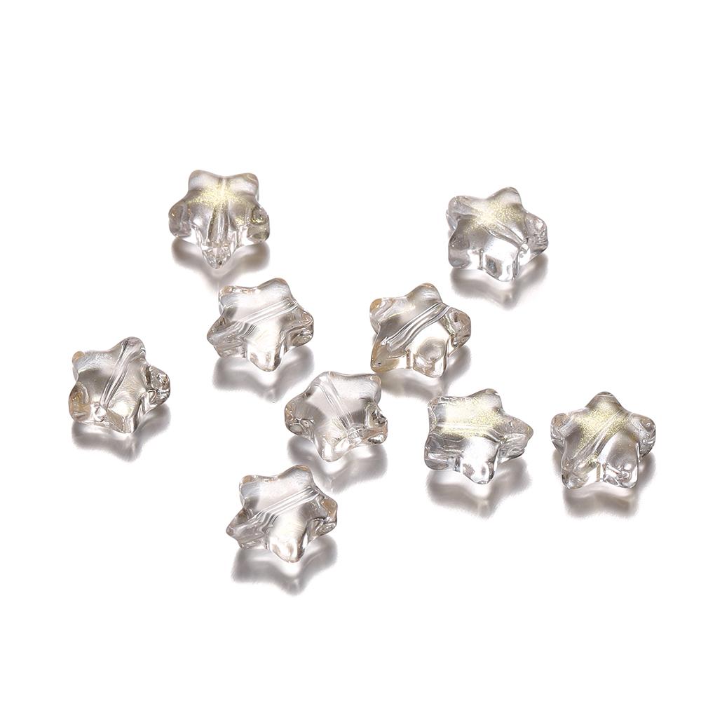 30pcs 8mm Colorful Five-pointed Star Glass Beads Loose Spacer Beads for DIY Handmade Jewelry Making Bracelet Accessories