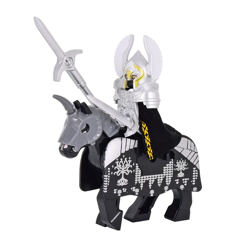 Medieval Military Gondor Knights lotr Figures Set Warrior Armored Soldiers War Horse Army Weapons Shield Sword Helmet Bricks Toy