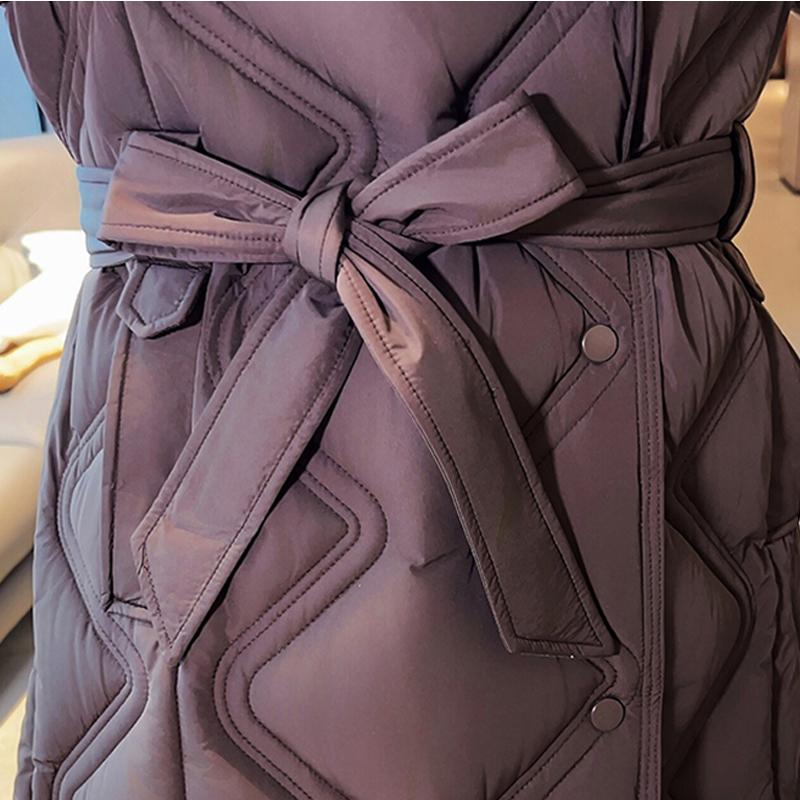 Mărimi Mari L-7XL Palton de Iarnă la Modă pentru Femei Parka Lungă cu Glugă din Blană Faux Jachete Groase Largi pentru Femei cu Centură