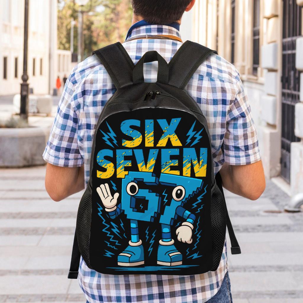 67 Six Seven 6-7 Backpack Funny Italian Brainrot Boy Polyester Outdoor Backpacks Big Leisure High School Bags Rucksack