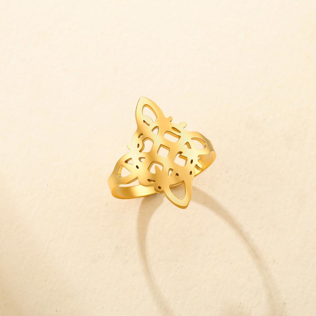 Stainless Steel Celtic Knot Triquetra Open Ring for Women Men Hollow Cutout Trinity Knot Vintage Totem Amulet Jewelry Gifts
