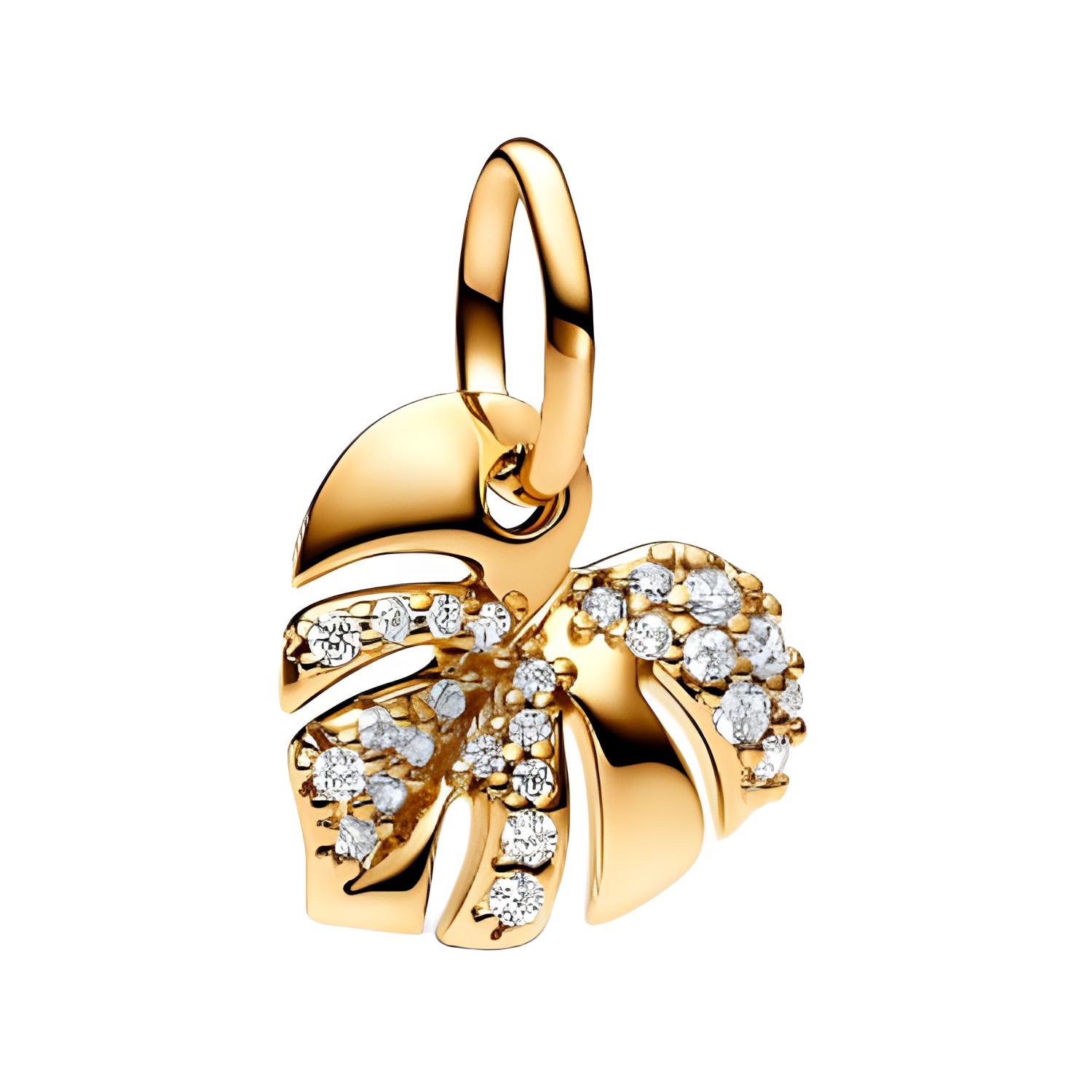 Pandora Monstera Leaf Gold Plated Copper Silver Alloy Pendant Unisex pendant 763349C01 F,Gold
