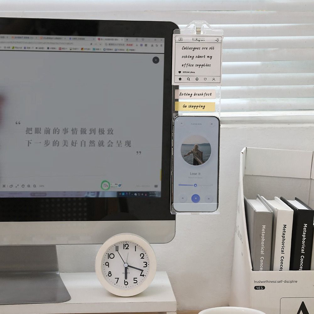 Multi-functional Transparent Monitor Memo Board With Clip Stable Computer Display Message Board Office Desk Note Board
