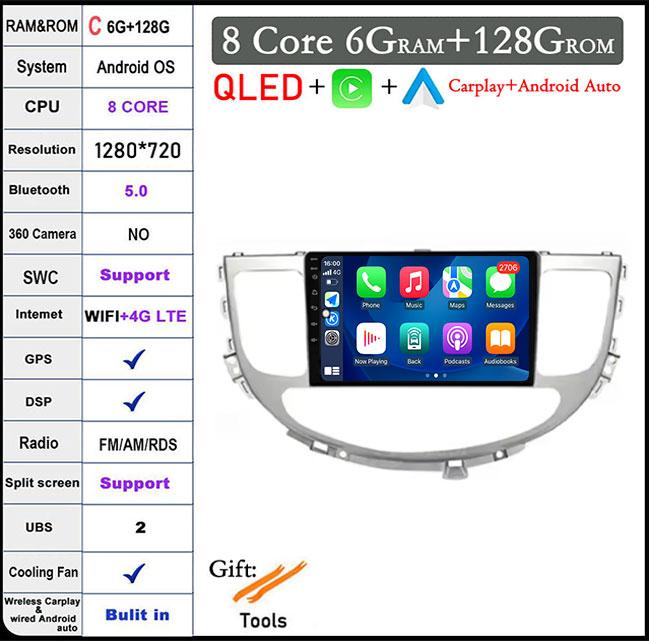 For Hyundai Rohens Genesis 2008-2013 GPS Navi WiFi Android 14 Intelligent System Car Video Multimedia Player GPS DSP Stereo