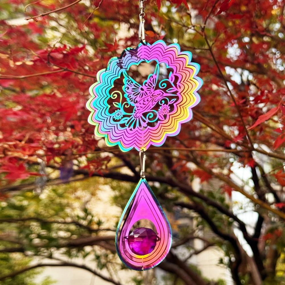 3D Flowing Wind Spinner 10cm 10 Styles Yard Garden Mirror Rainbow Stainless Catcher Hanging Decor