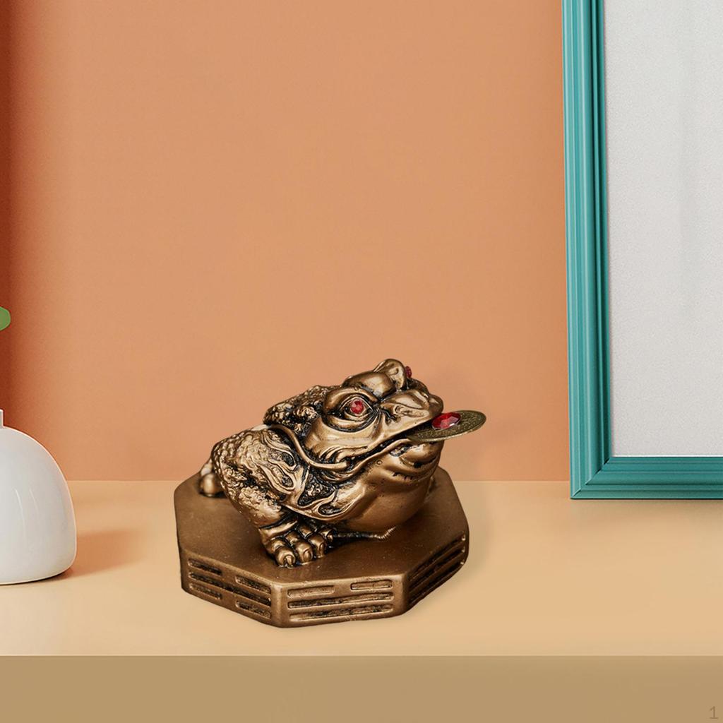 Wealth Frog Statue Traditional Figurine for Office Tabletop Living Room