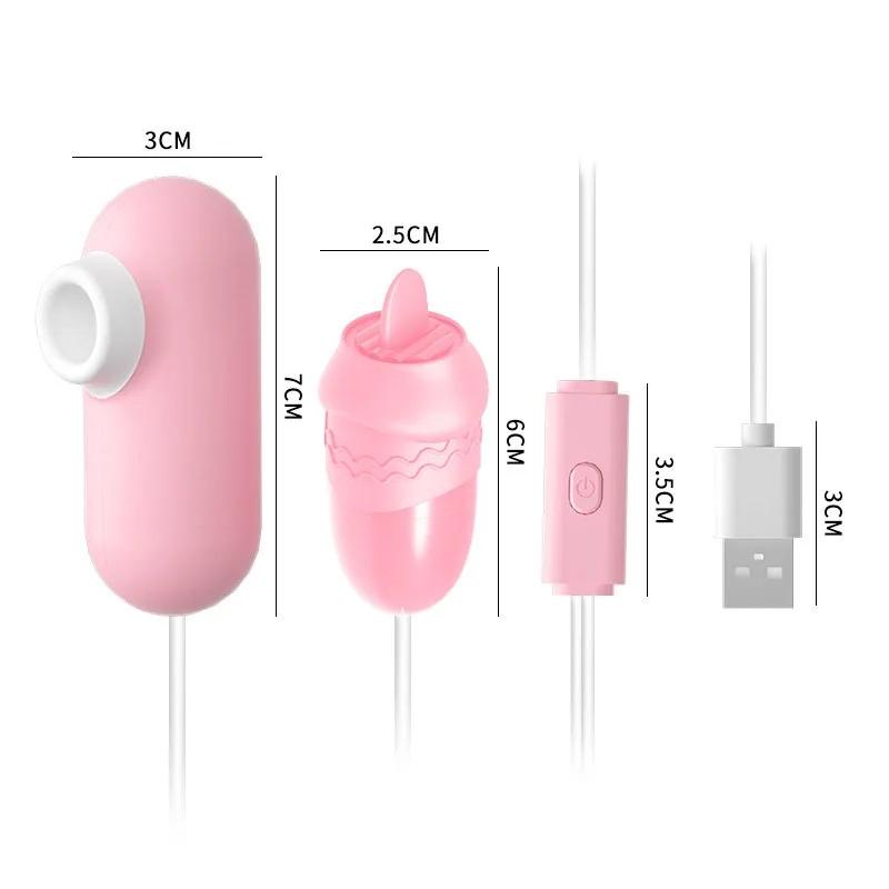 Ładowanie USB Podwójny Jajko Wibrator Kobiety Masturbacja Cycki Lizanie Wibratory Ssanie Łechtaczki Stymulacja Pary Intymne Zabawki Seksualne