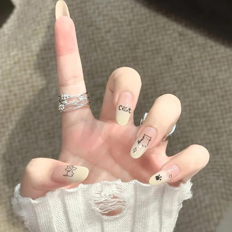 Fumade Милые кошачьи дудлы Носимые наклейки для ногтей