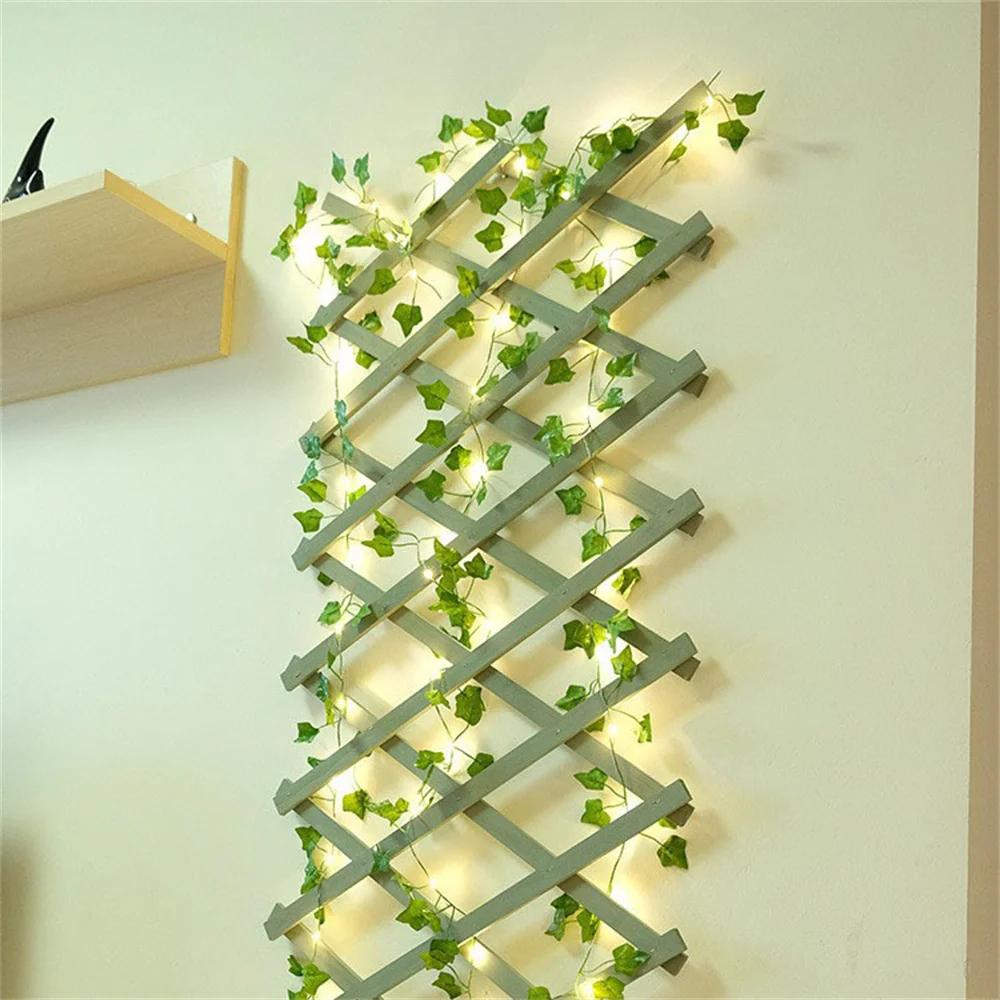 10M/5M/2M Green Leaf Fake Plants String Light Battery Powered Waterproof String Light For Wall House Room Office Birthday Decor