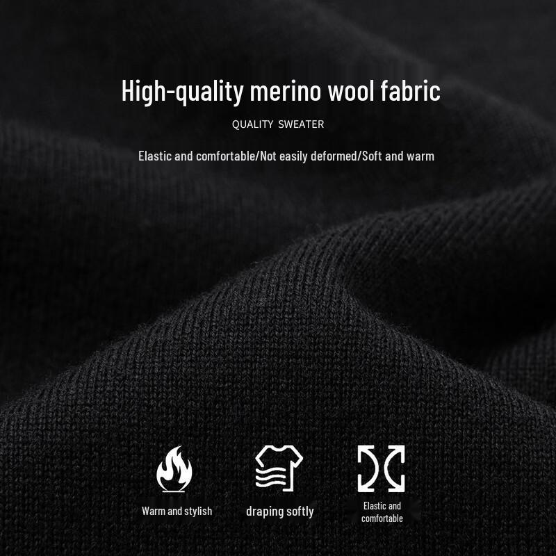 LUOZI Men's Loose-Fit Round Neck Wool Sweater