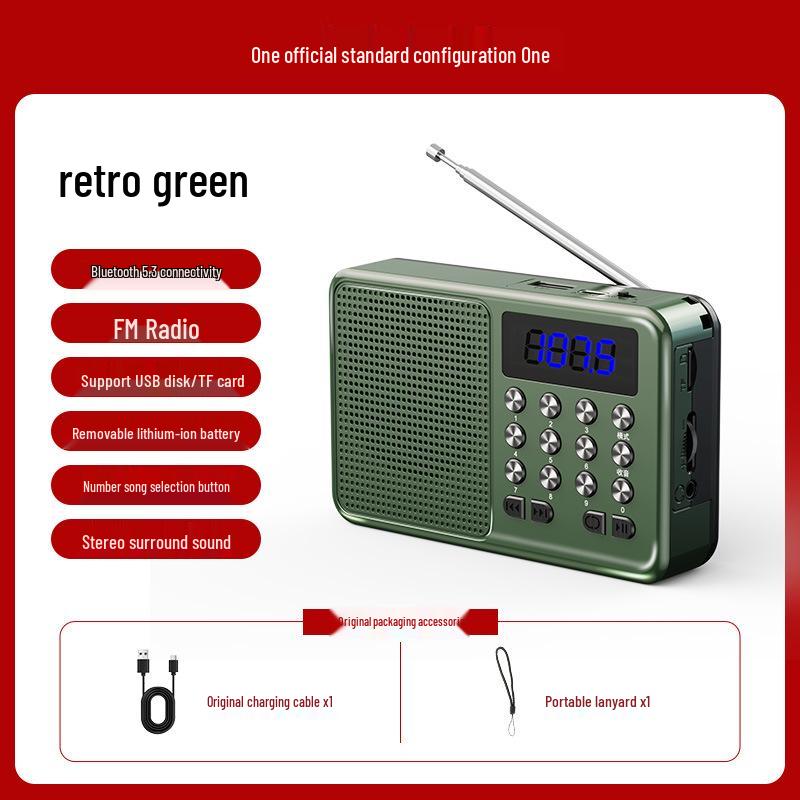 Portable Wireless Bluetooth Speaker with Radio & Card Slot for Seniors