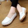 Spring New Flat Single Shoes for Women's Leather Mother Shoes Middle-size Casual Beans Shoes for Women