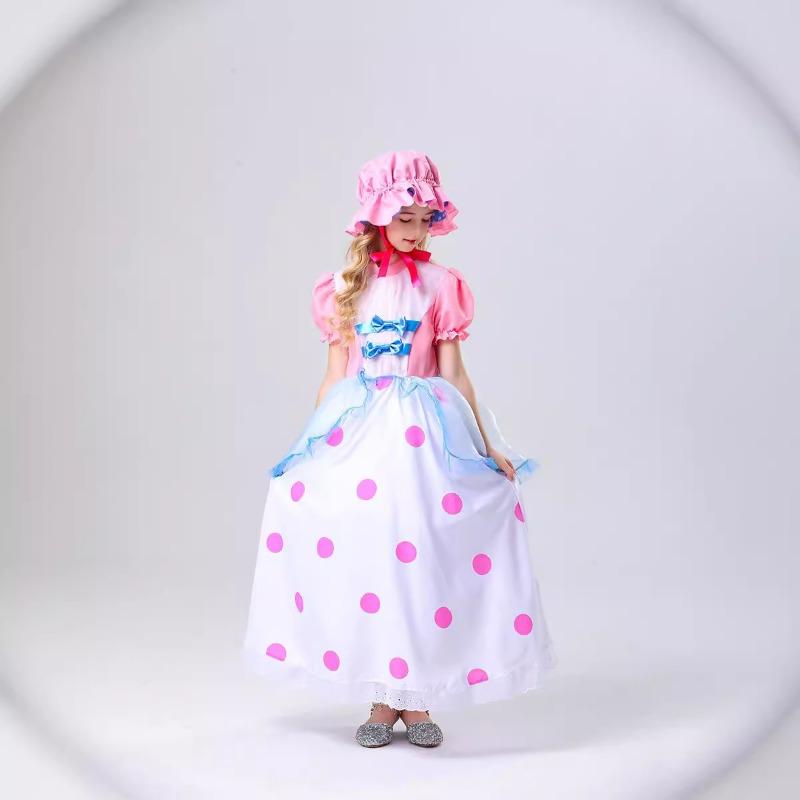 Parent-child Children's Clothing, 61 Animation Cartoon Powder Polka Dot Princess Performance Clothing Shepherd Girl