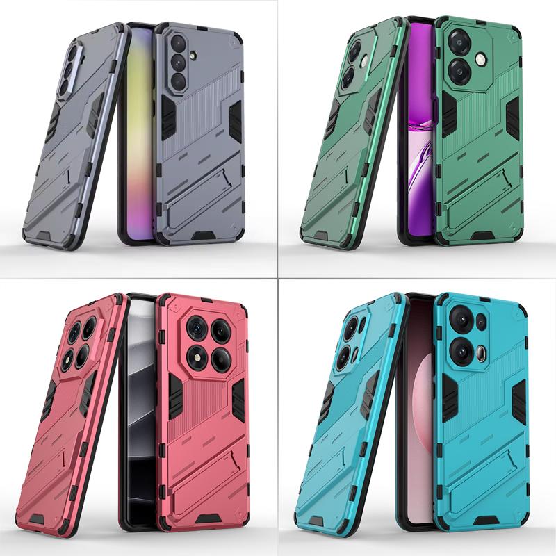 Fashion Hard PC Heavy Duty Camera Protection Bumper Phone Case With kickstand For iPhone 17 Pro Max Samsung Xiaomi Oppo Honor OnePlus Shockproof Cover