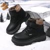 Children's Mid-Top Fleece-Lined Martin Boots for Boys and Girls - Winter Warmth Cotton Leather