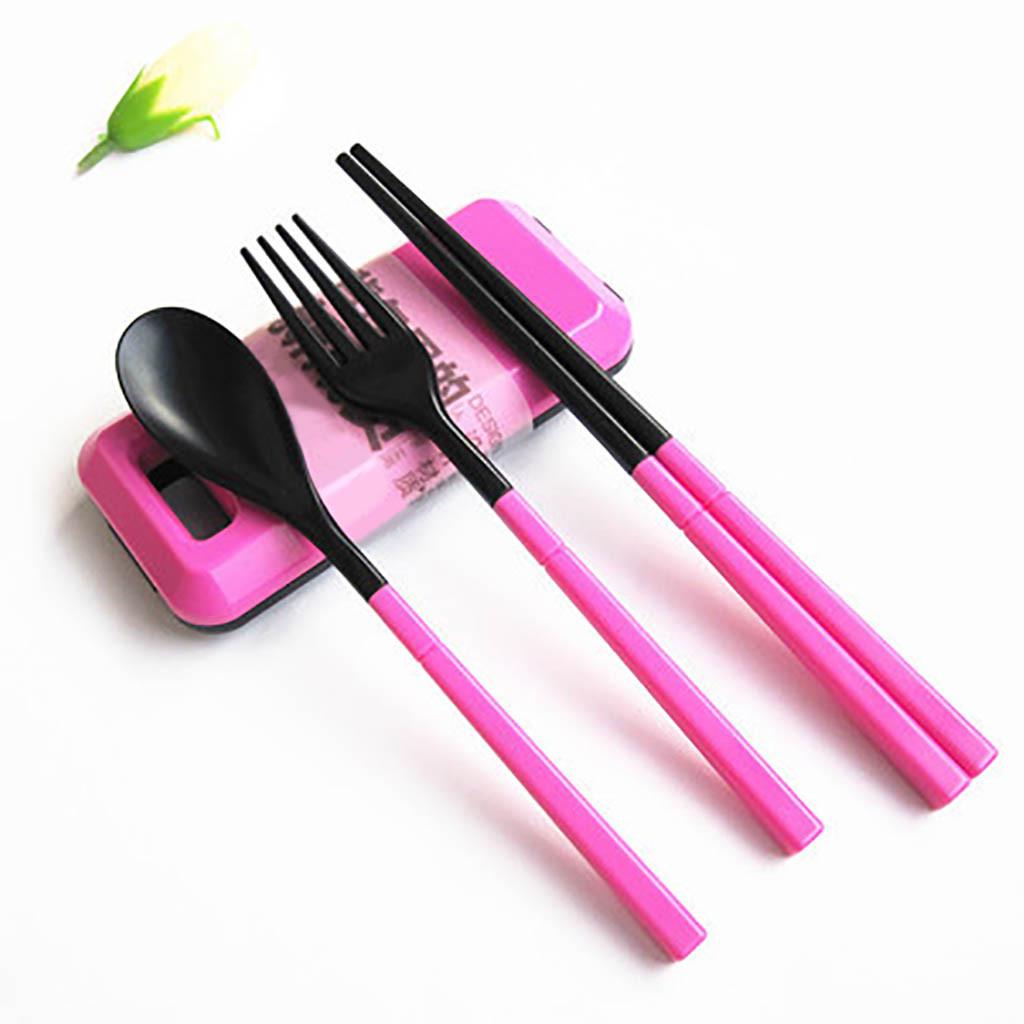 Portable Spoon Fork Chopsticks Plastic Cutlery Tableware Set For Travel Camping