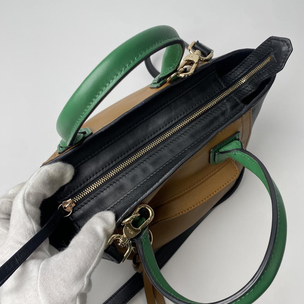 Used LongchampShoulder Bag black/Brown/Green Leather Women